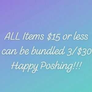 3 for $30 bundles on $15 or less items